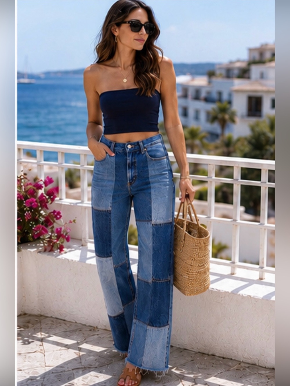 NWT Re/Done X Levi’s Amina Muaddi Patchwork Jean Indigo Size 26 - Picture 5 of 16